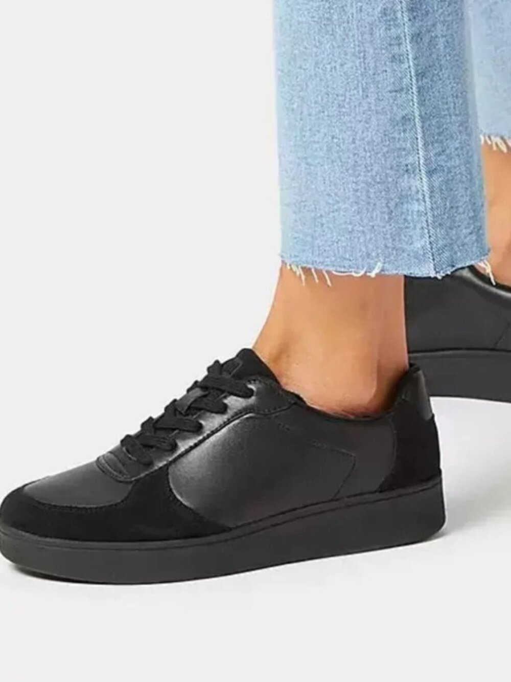 NEW! Fitflop Black Leather Sneakers
